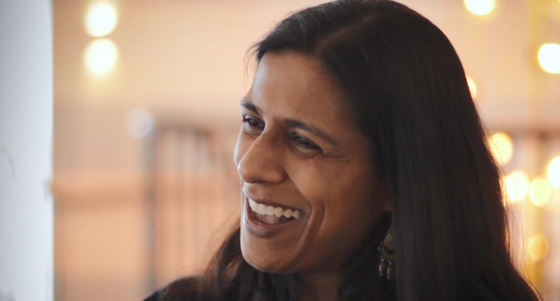 Lolita Chakrabarti laughs during an interview